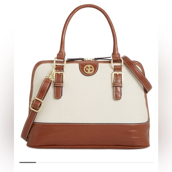 Linen Croc-Embossed Dome Satchel - Picture 1 of 12